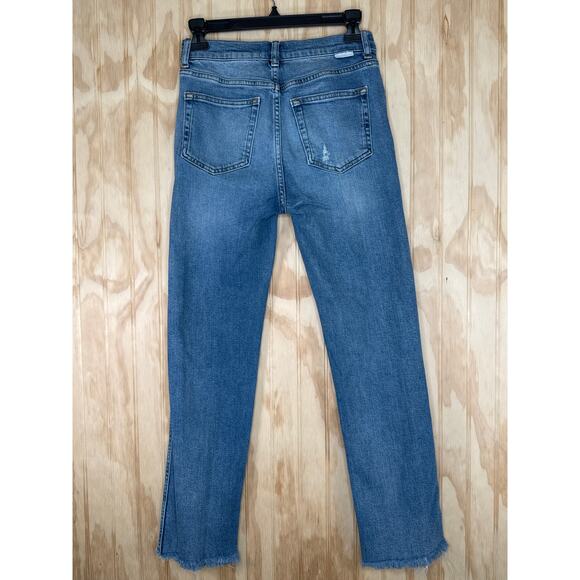 Boyish Dempsey Clairs Knee button fly frayed hem jeans blue denim size 25 - Picture 3 of 11